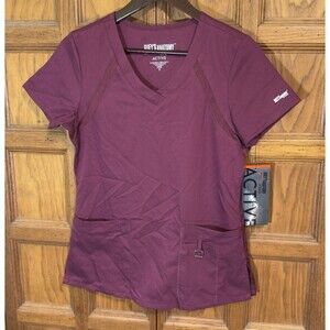 Gray's Anatomy Active Top Women's S Rayon Poly Scrubs 4 Pockets SS V-Neck Scrub